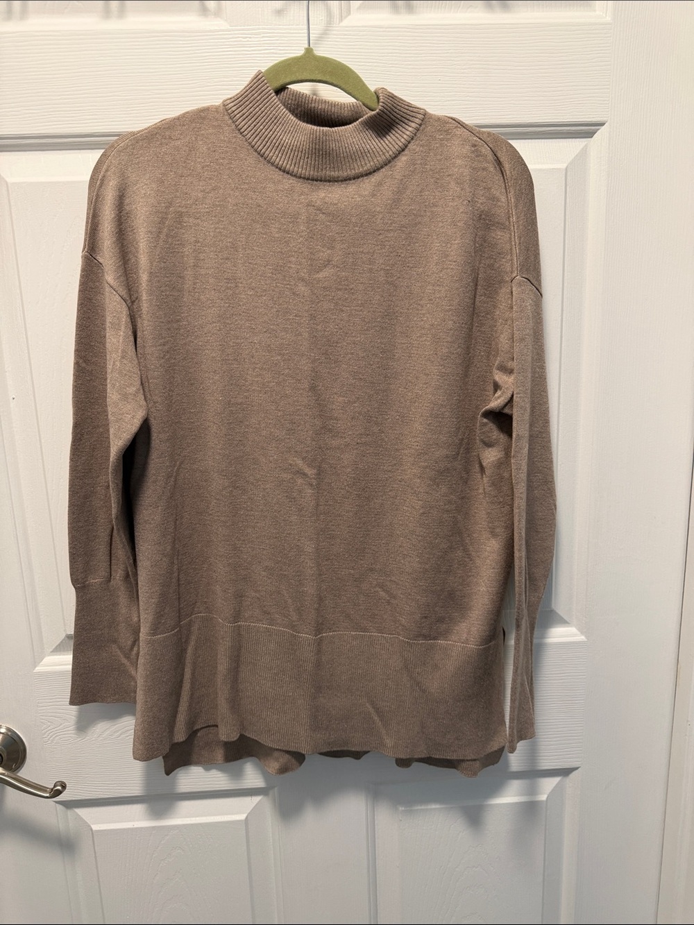 GG Collection Taupe Cowl-Neck Lightweight Sweater